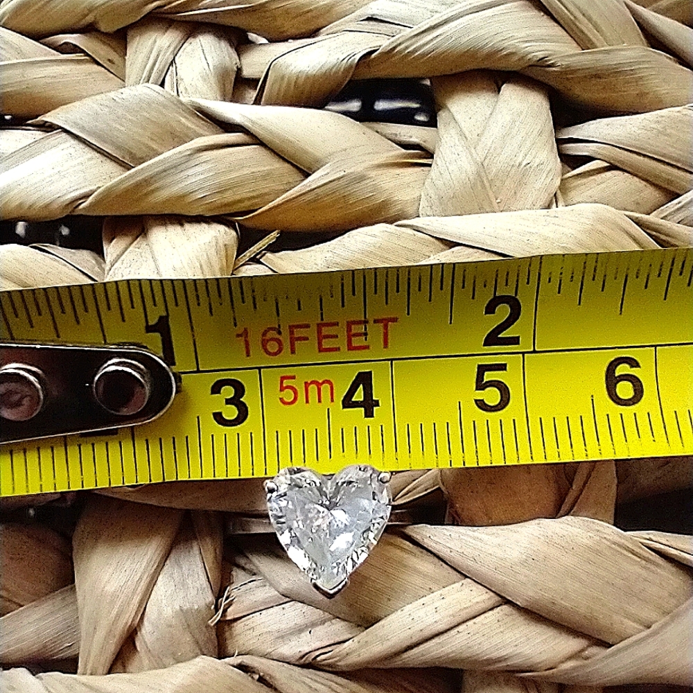 Gold Ring  14k Solid White Gold CZ Heart Shaped Ring - Picture 12 of 15